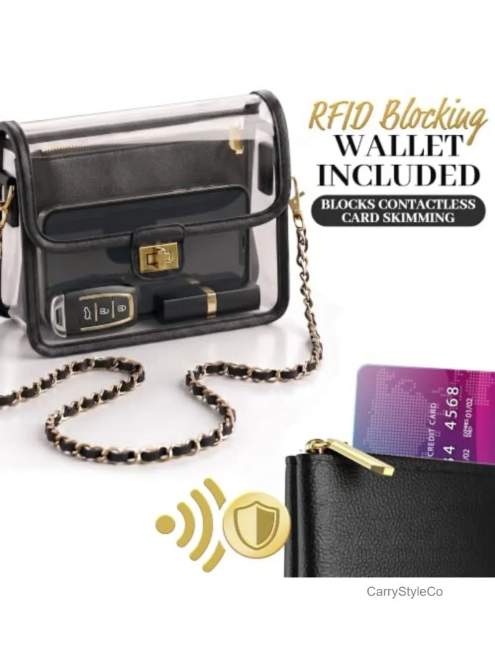 Clear Crossbody Purse with RFID Wallet Stadium Approved TPU